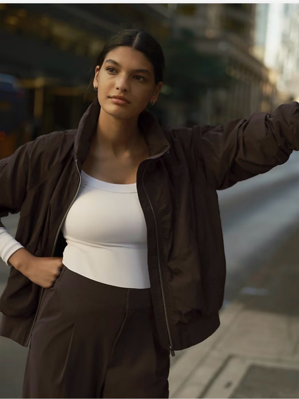 Athleta Chocolate Brown Bomber Jacket